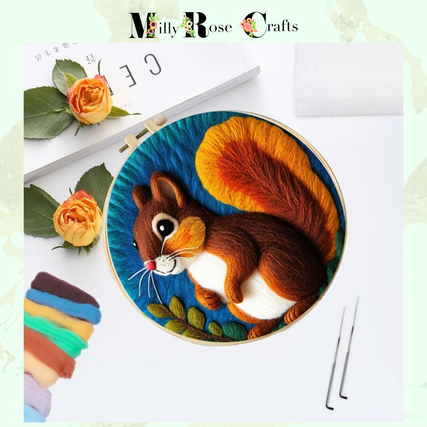 2D Needle Felting Kit Hedgehog Wool Painting Kit Fox Needle Felting Kit Squirrel Wool Painting Beginner Needle Felting Craft Gift Idea