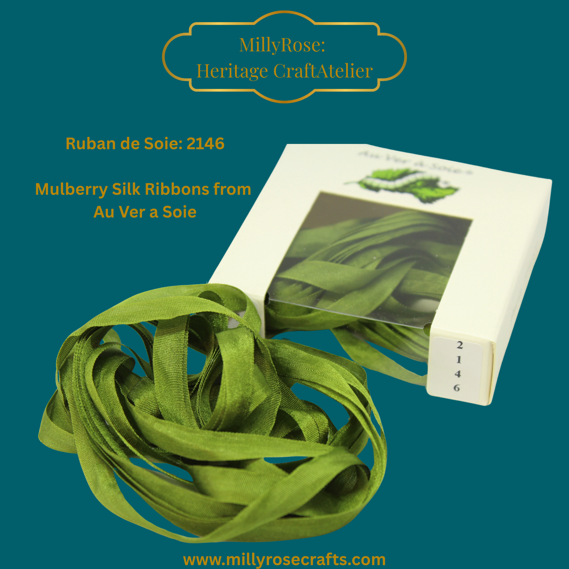 Au Ver à Soie 4mm 7mm mulberry silk ribbon color 2146 official swatch