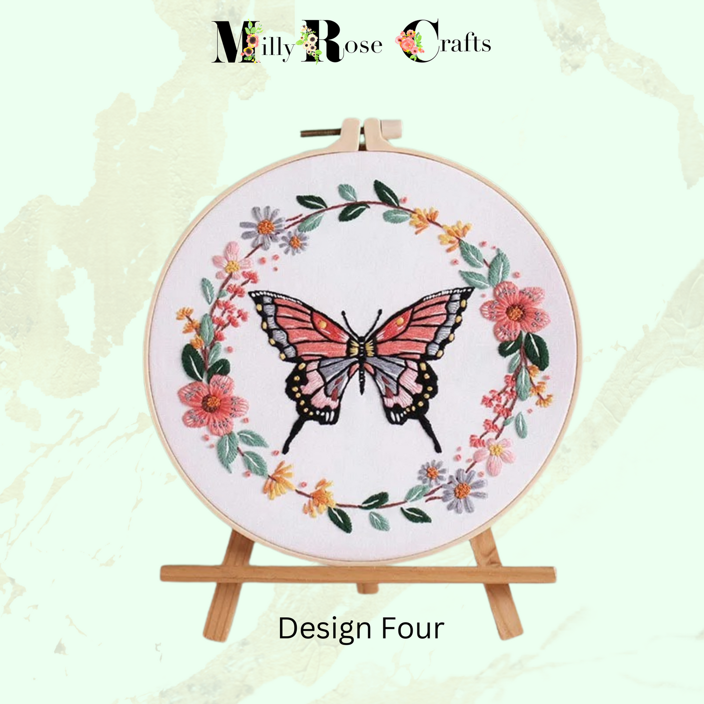 Butterfly Embroidery Kit Beginner Flower Embroidery Adult Stamped Cross Stitch Pattern, Simple Embroidery for Beginners Thread Painting Craft Gift