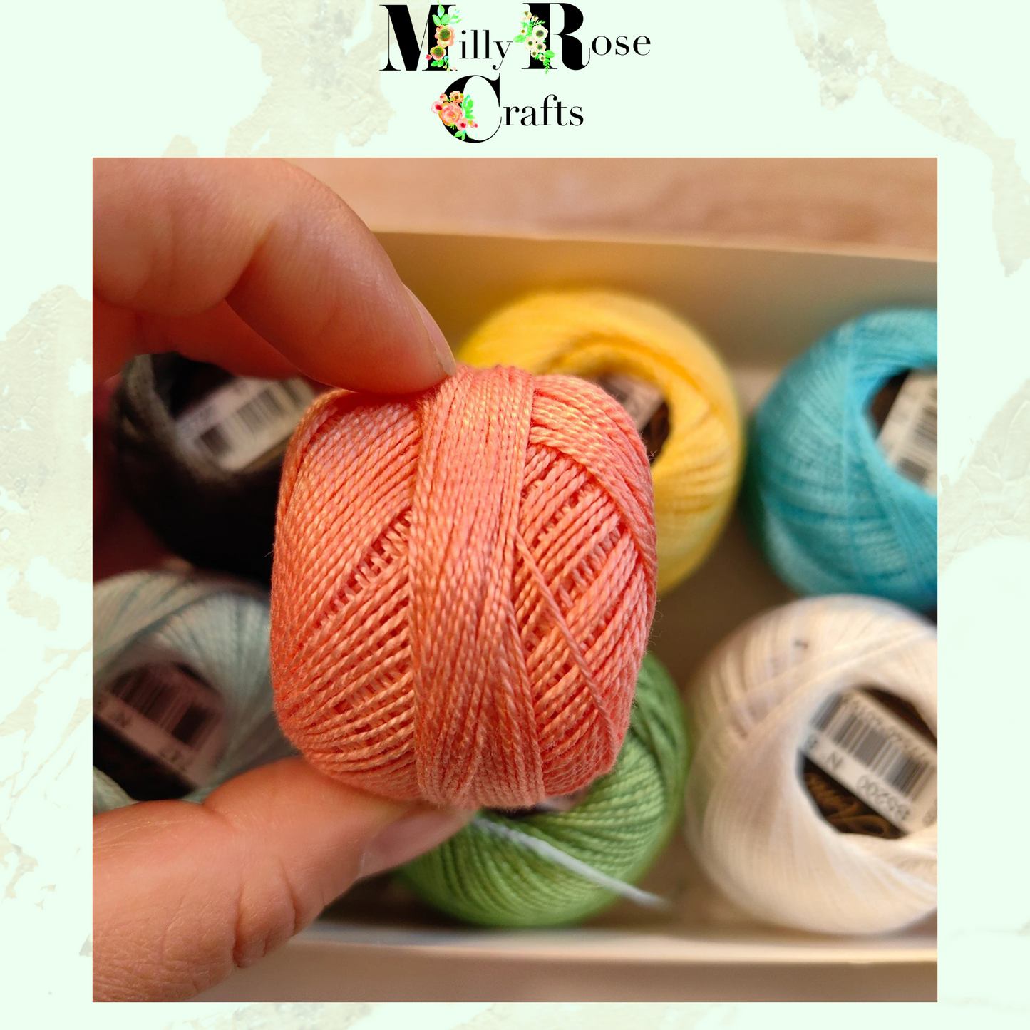 Perle Cotton Size 8 Egyptian Perle Cotton Thread 5gm balls 43yds 10 Assorted Colour Pack  100% Egyptian Long Fibre Cross Stitch Floss Crochet Thread