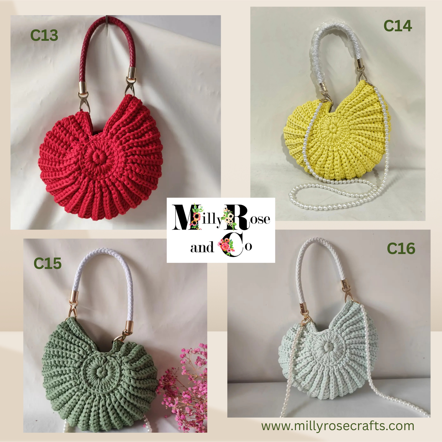 Crochet Nautilus Shell Hand Bag