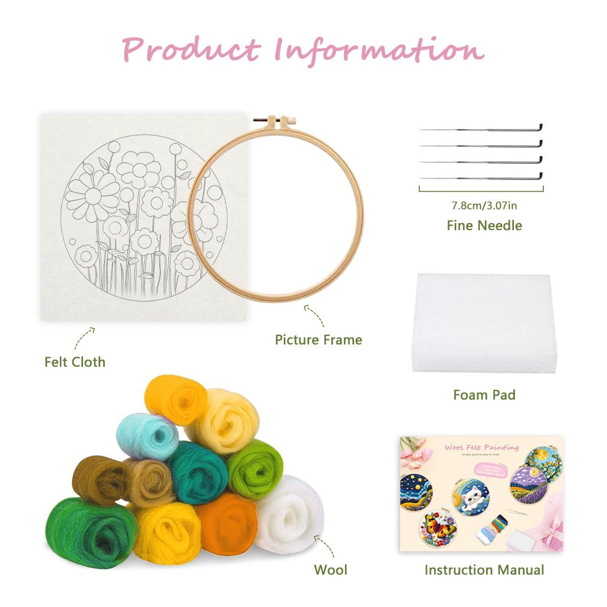 2d needle felting kits surfing design