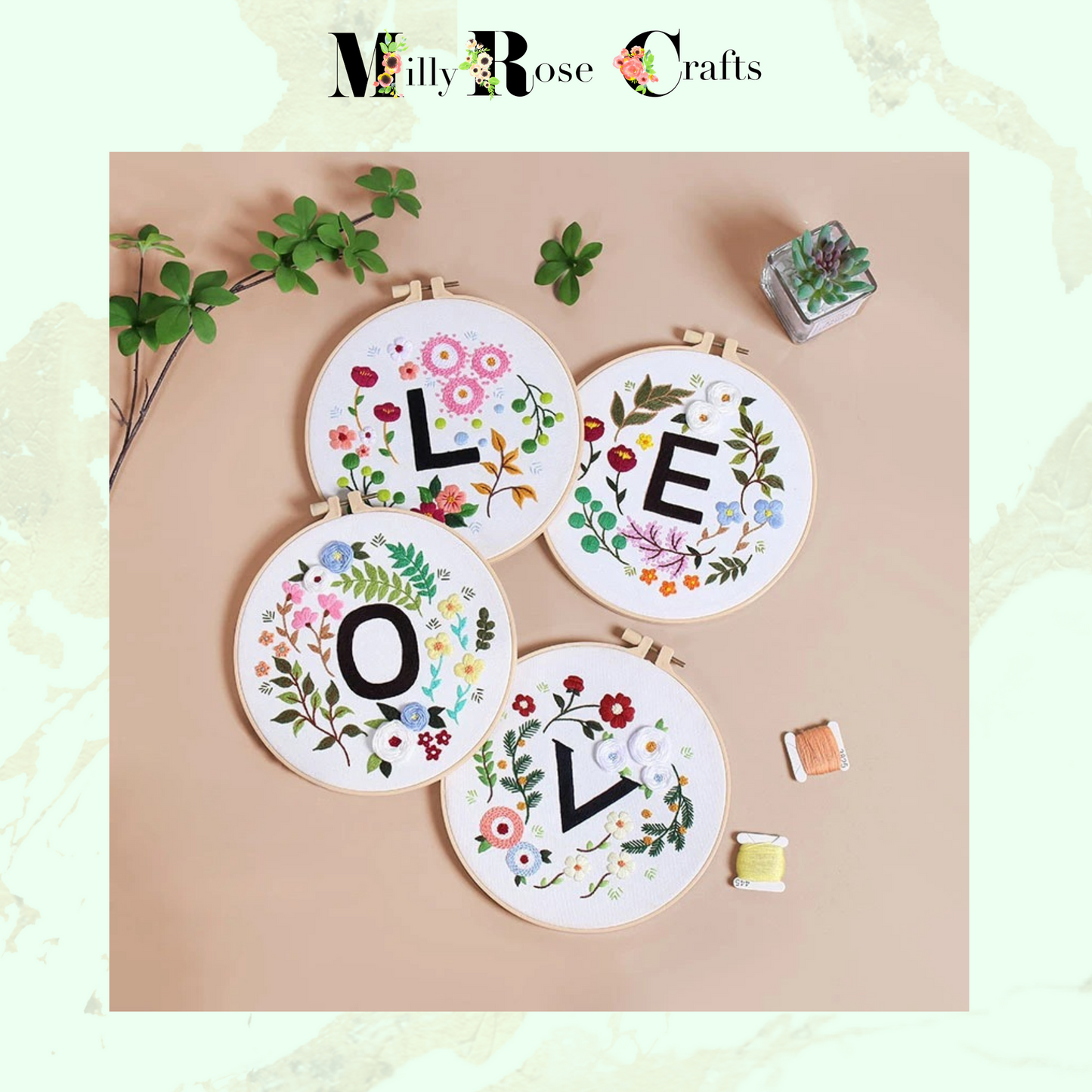 Love Embroidery Kit Beginner Home Embroidery Adult Stamped Cross Stitch Pattern, Simple Embroidery for Beginners  Set of 4 Embroidery KitsCraft Gift