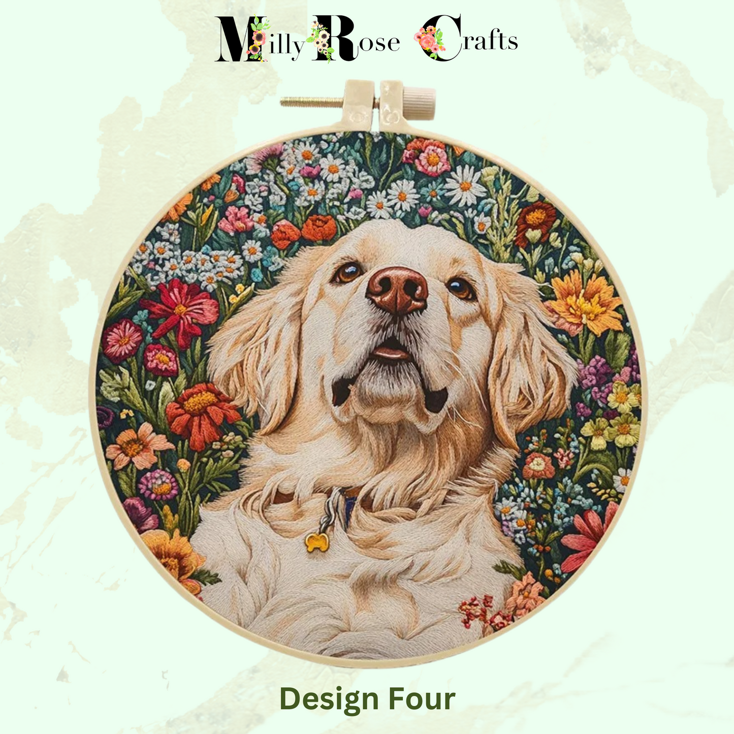 Retriever Dog Embroidery Kit Expert Embroidery Adults Terrier Embroidery Cross Stitch English Instruction Thread Painting Needles 15cm Hoop