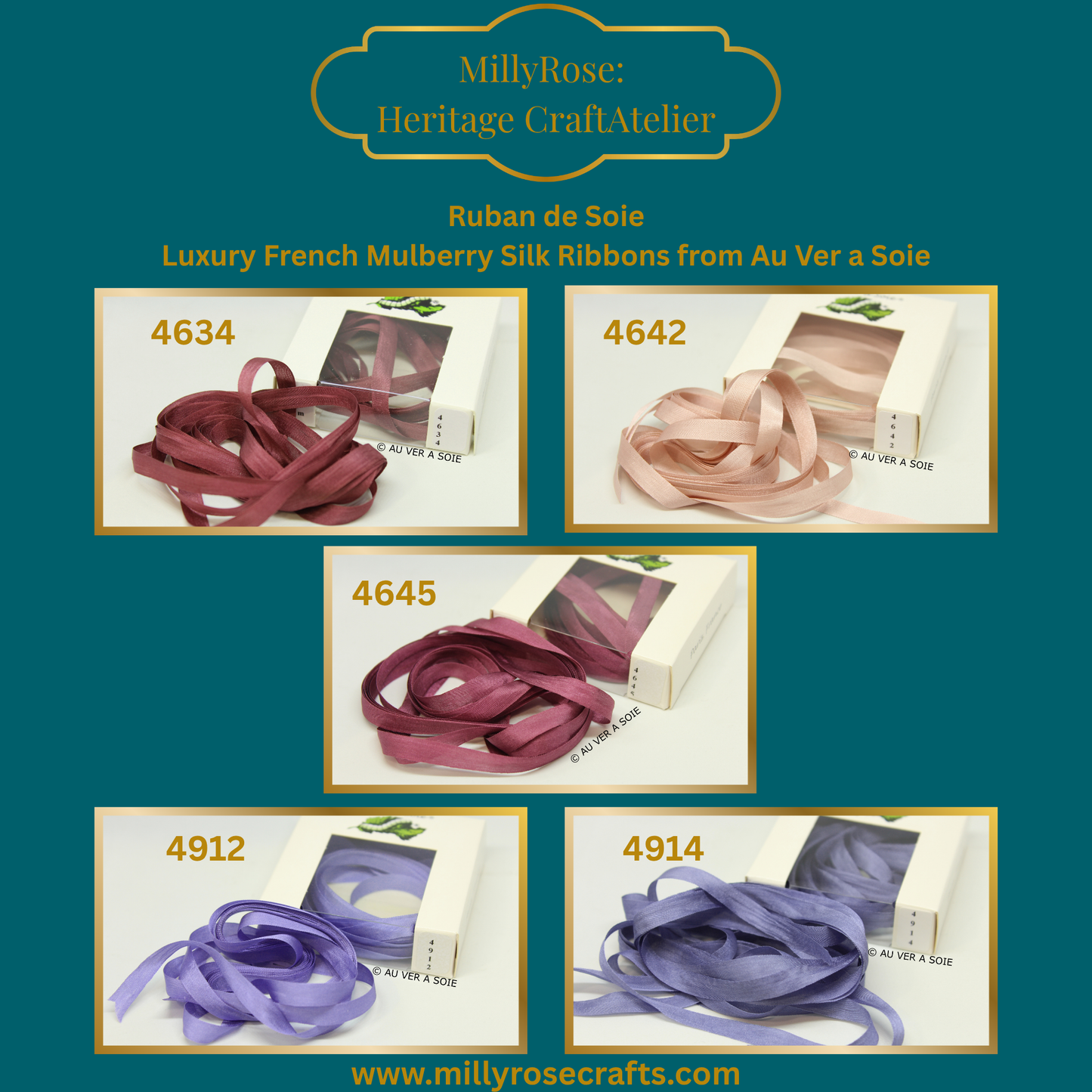 Au Ver à Soie 4mm 7mm mulberry silk 4634, 4642, 4645, 4912, 4914  official swatch