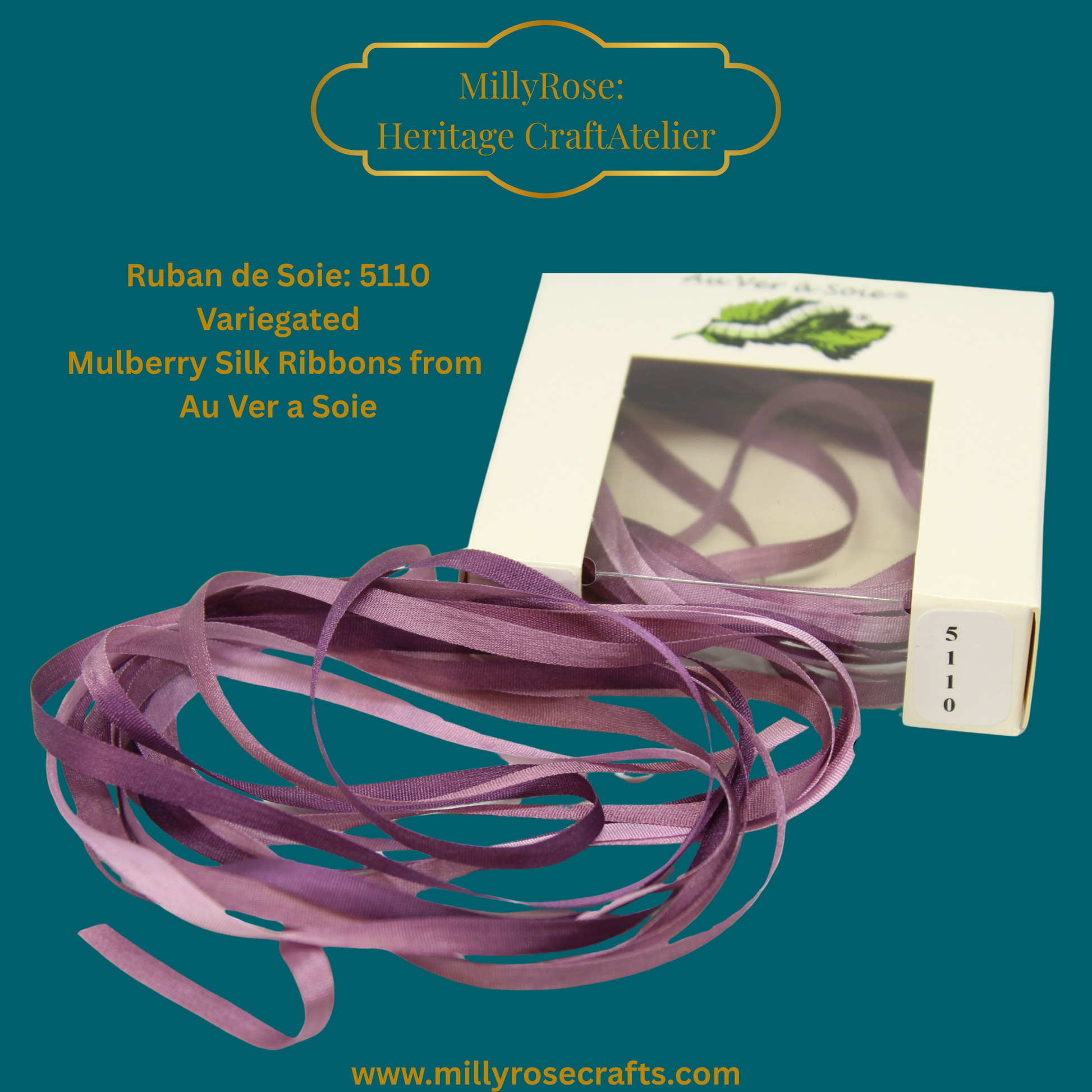 Au Ver à Soie 4mm dusky pink variegated mulberry silk ribbon 5110  official swatch