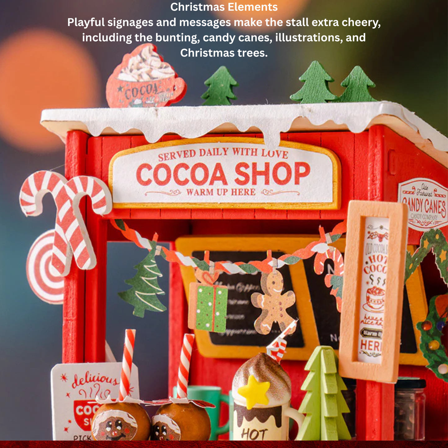 Rolife Christmas Cocoa Shop 3d Mini House Robotime Building Craft Kits DIY Miniature House Kit Decoration for Adults Gift For Christmas