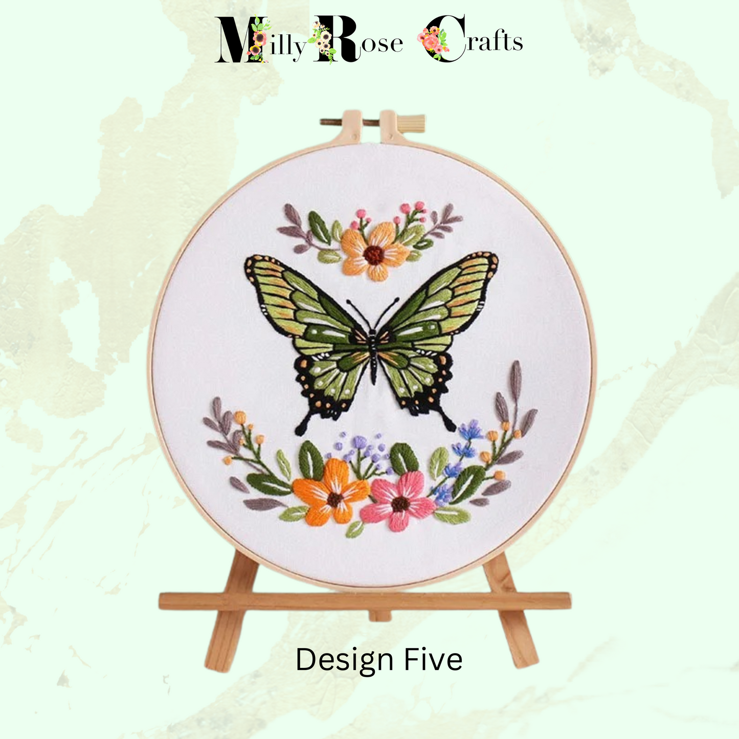 Butterfly Embroidery Kit Beginner Flower Embroidery Adult Stamped Cross Stitch Pattern, Simple Embroidery for Beginners Thread Painting Craft Gift