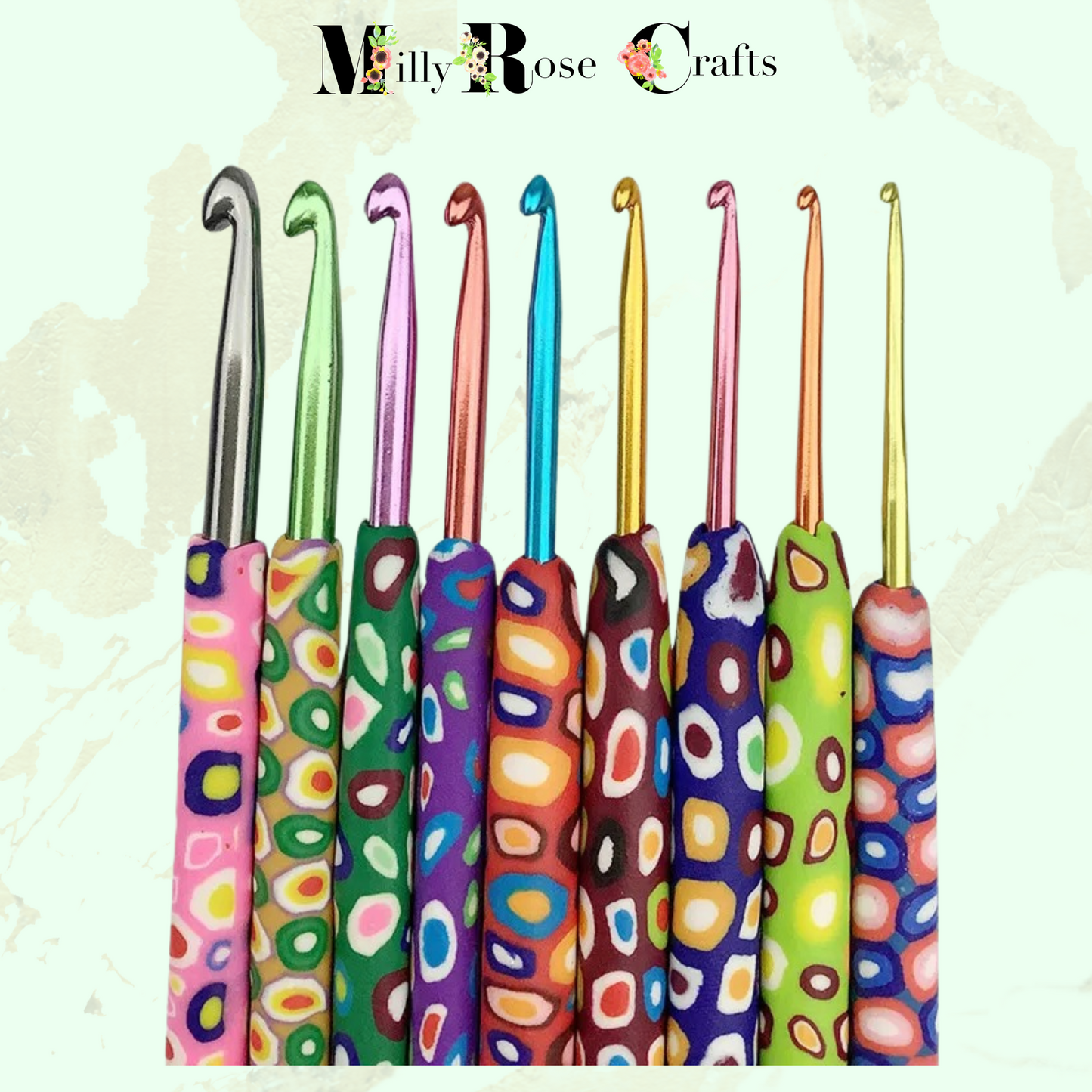 9 Crochet Hook Set 9 Pcs Ergonomic Easy Grip Crochet Silicone Handles 2mm-6mm Ceramic Handle Aluminium Crochet Hook Yarn Knitting Needles for Arthritic Hand Craft Gift Idea