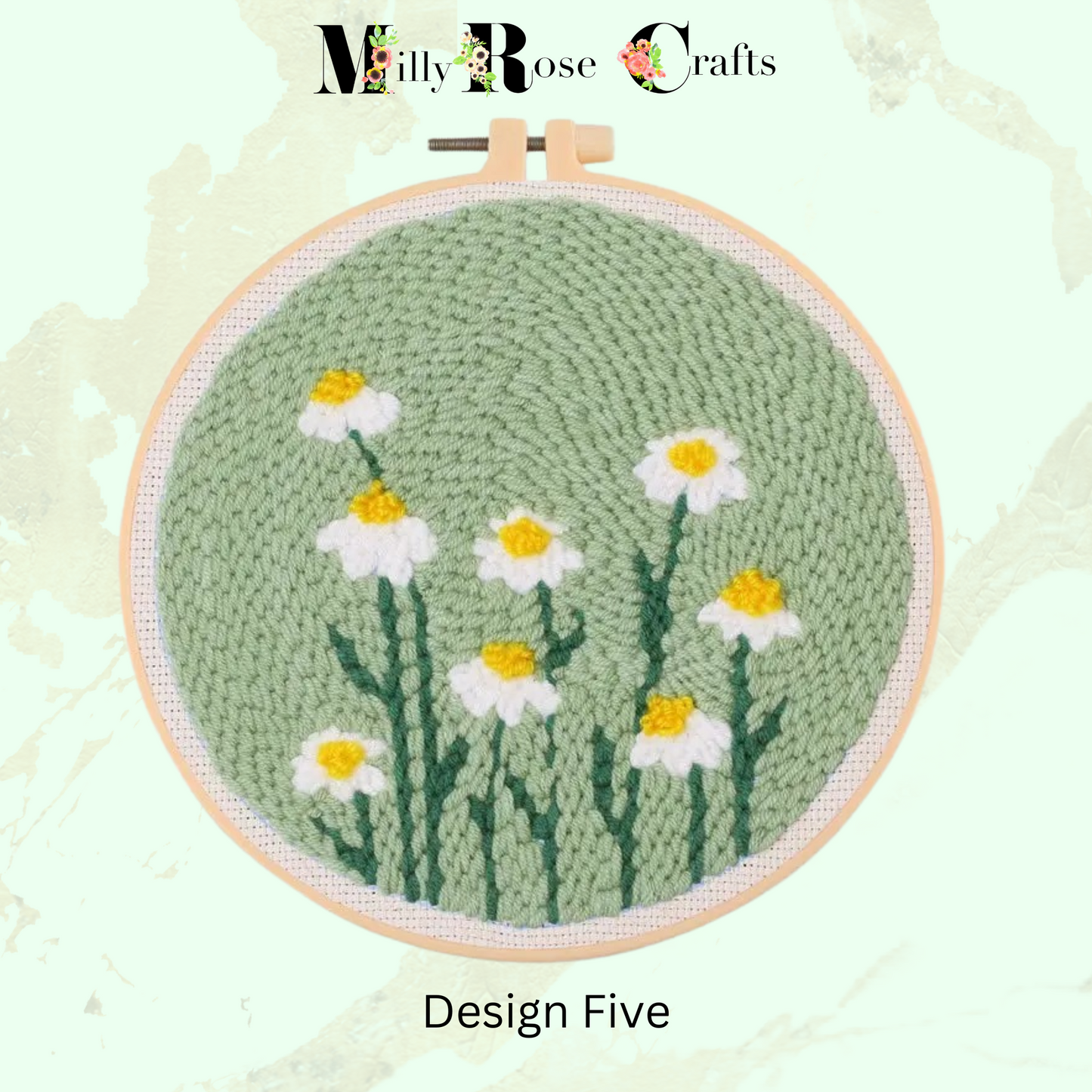 Flower Punch Needle Kit Beginner Daisy Punch Needle Embroidery Kit 20cm Hoop Complete DIY Abstract Flower Needle Punch Craft Kit Gift Idea