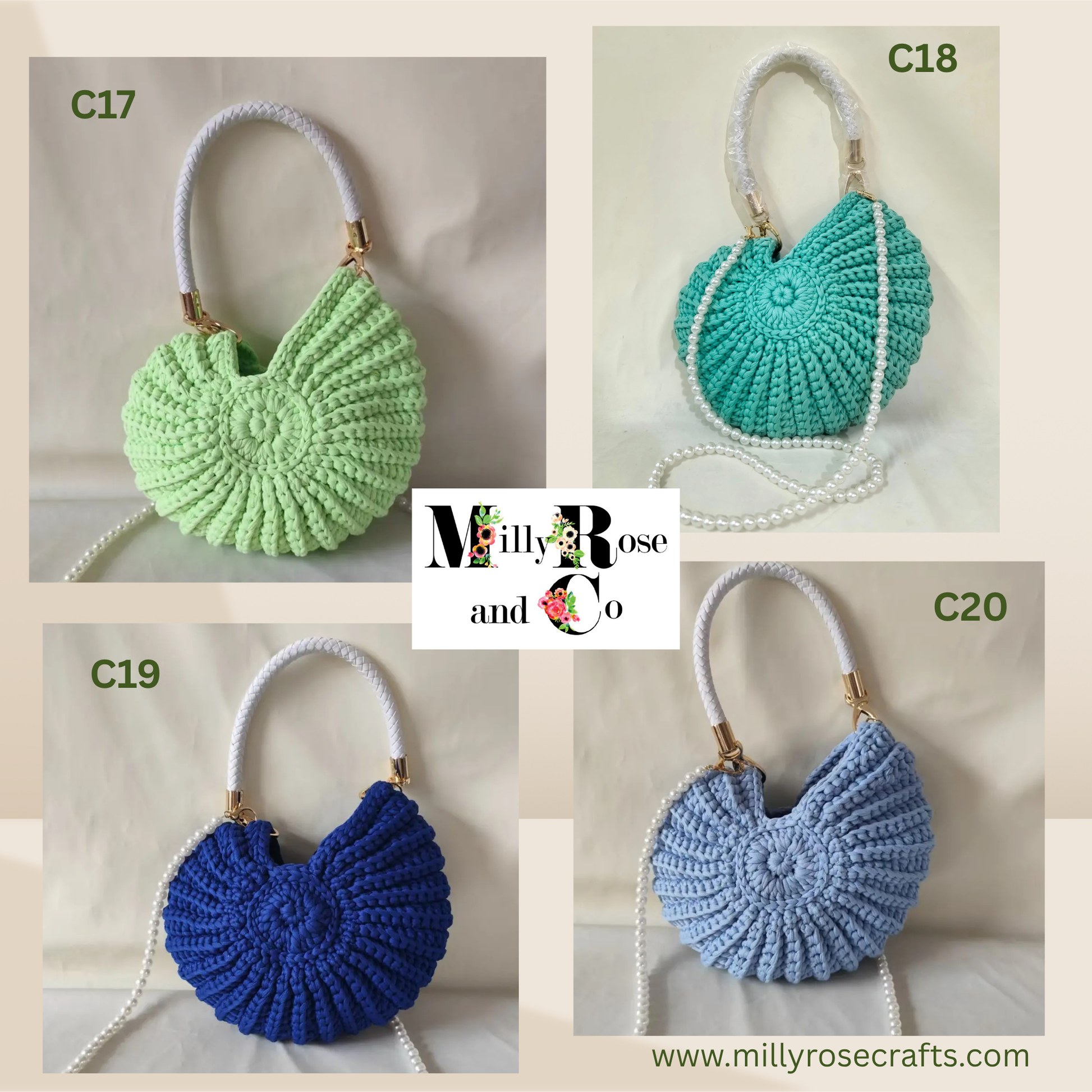 Crochet Nautilus Shell Hand Bag