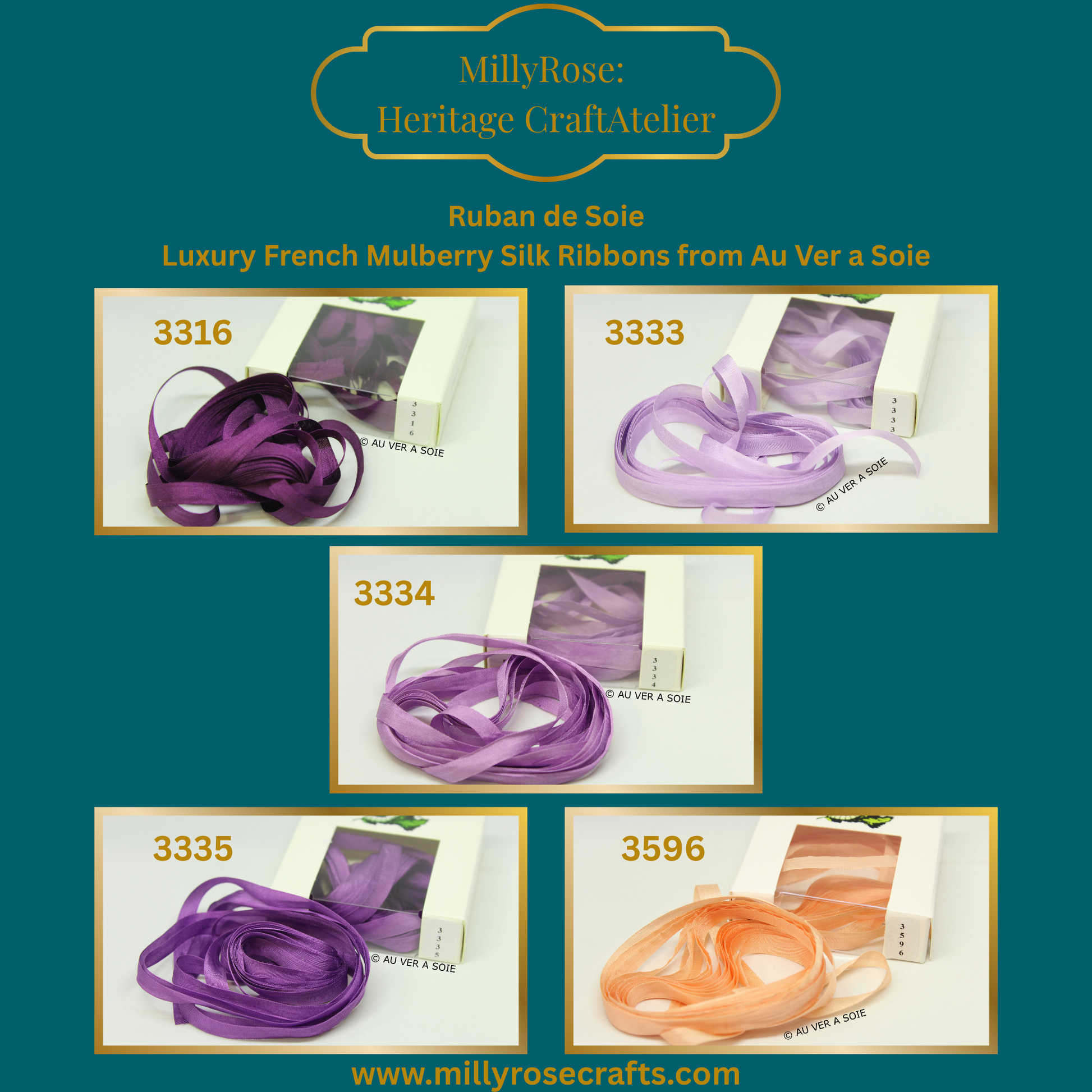 Au Ver à Soie 4mm 7mm mulberry silk 3316, 3333, 3334, 3335, 3596  official swatch