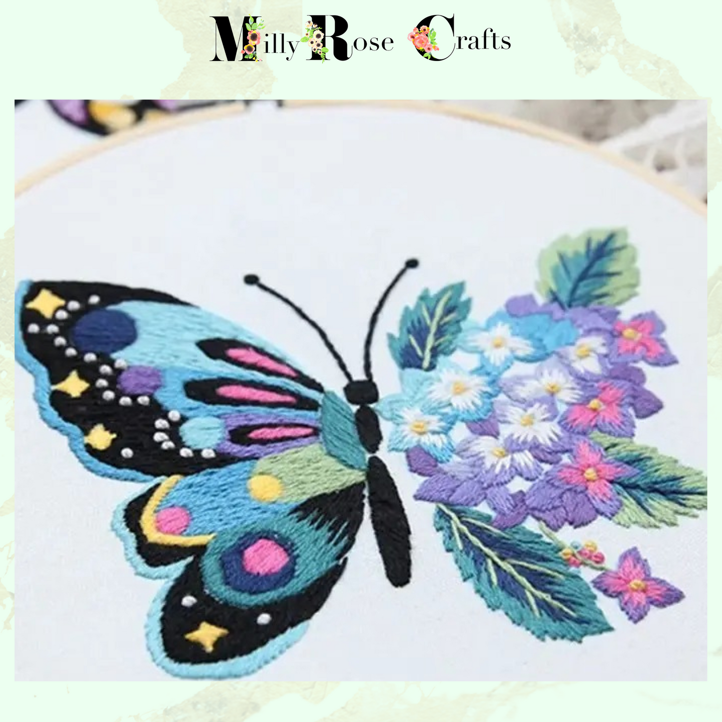 3 Set Butterfly Embroidery Kit DIY Beginner Butterfly Flower Embroidery Kit  Preprinted Cloth Embroidery Threads for Craft Lover Hand Stitch