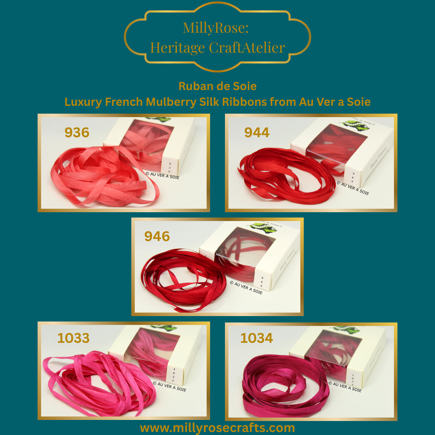 Au Ver à Soie – 4mm 7mm Mulberry Silk Ribbon The Continental Collection Red Silk Ribbons