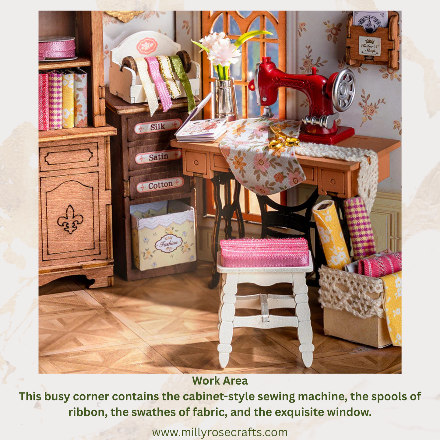 Rolife Elsa's Tailoring DIY Miniature House Robotime Dollhouse Studio Vintage Victorian Style Decor For Miniature Collectors 14+ Adults