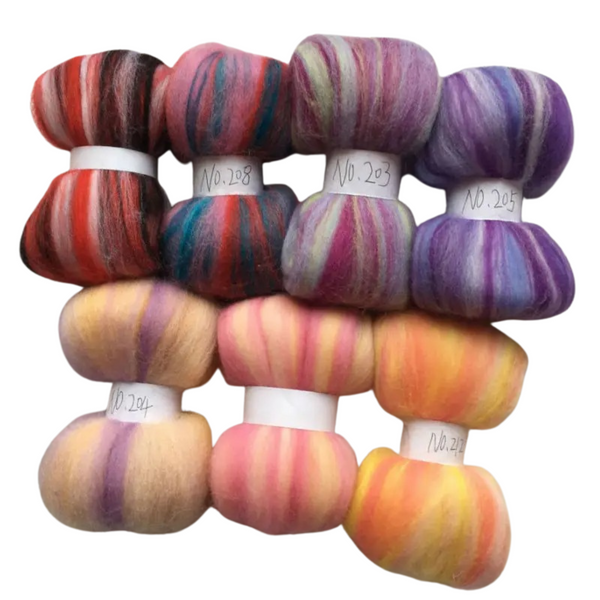 7 Blended Colours 70s Australian Merino Wool Needle Felting Wool Set