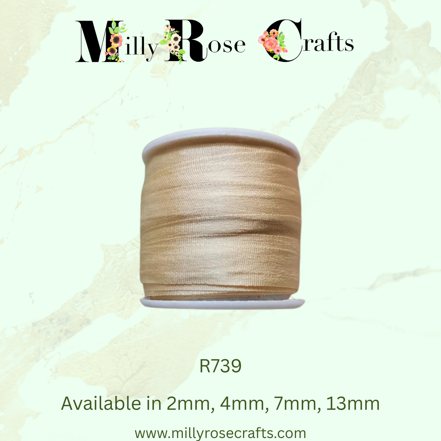 Premium 100% Mulberry Silk Ribbon  Artisan Single Color Collection 2mm,4mm,7mm,13mm,20mm widths
