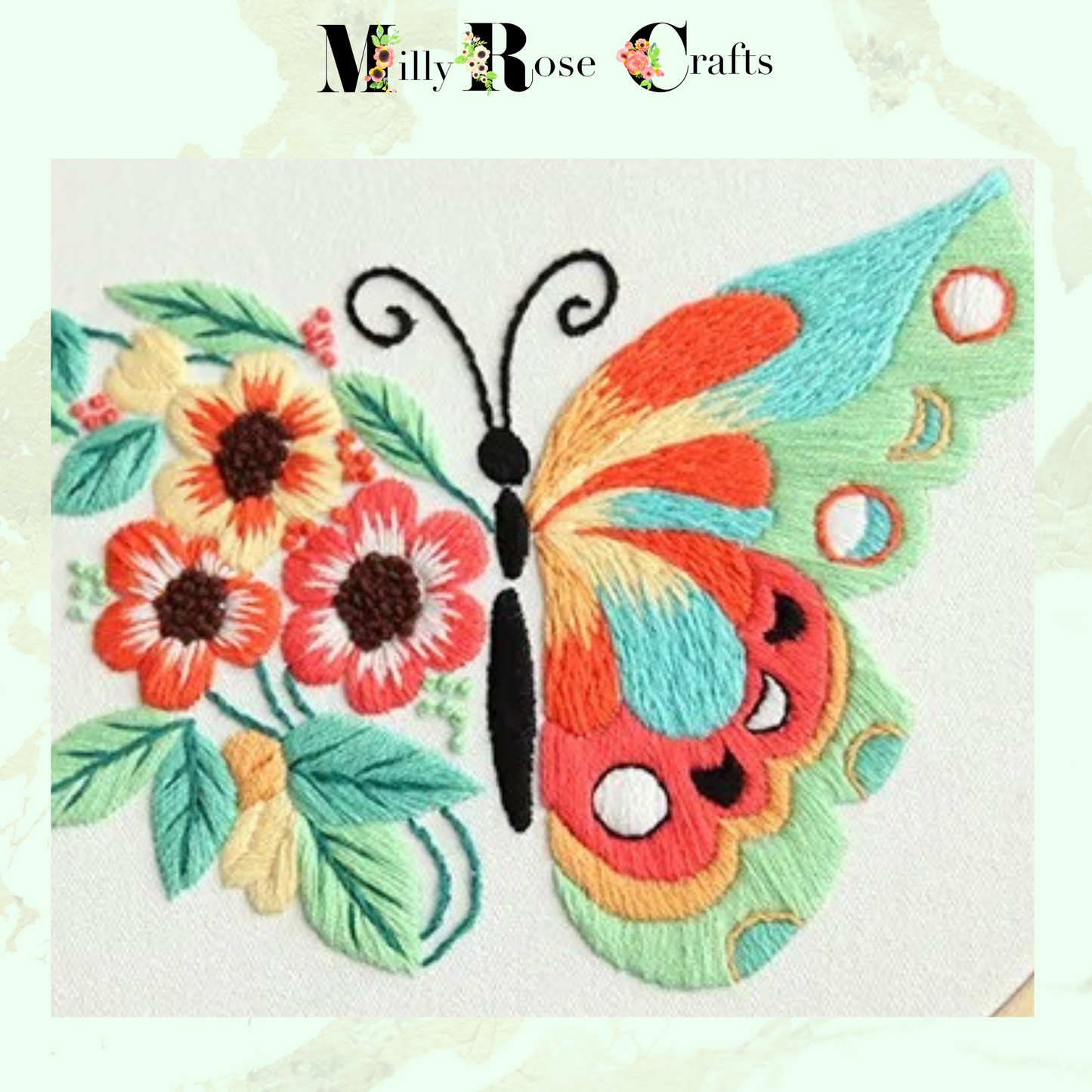 3 Set Butterfly Embroidery Kit DIY Beginner Butterfly Flower Embroidery Kit  Preprinted Cloth Embroidery Threads for Craft Lover Hand Stitch