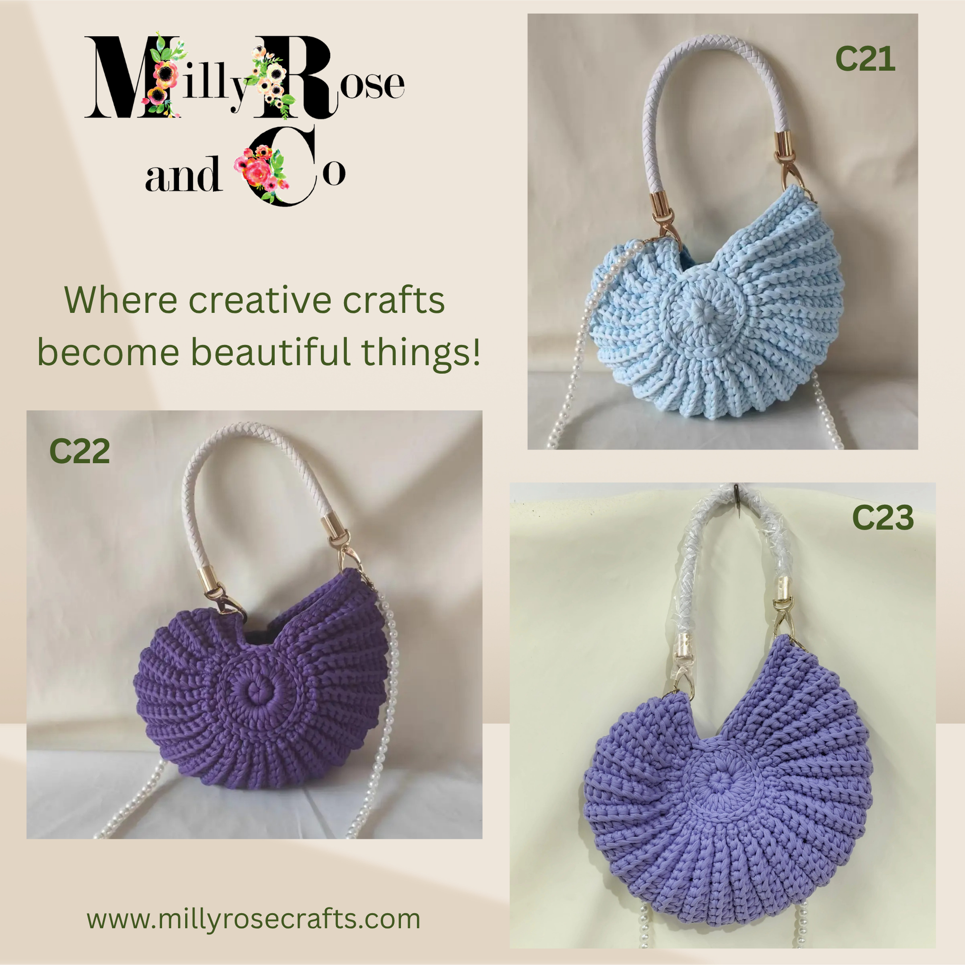 Crochet Nautilus Shell Hand Bag