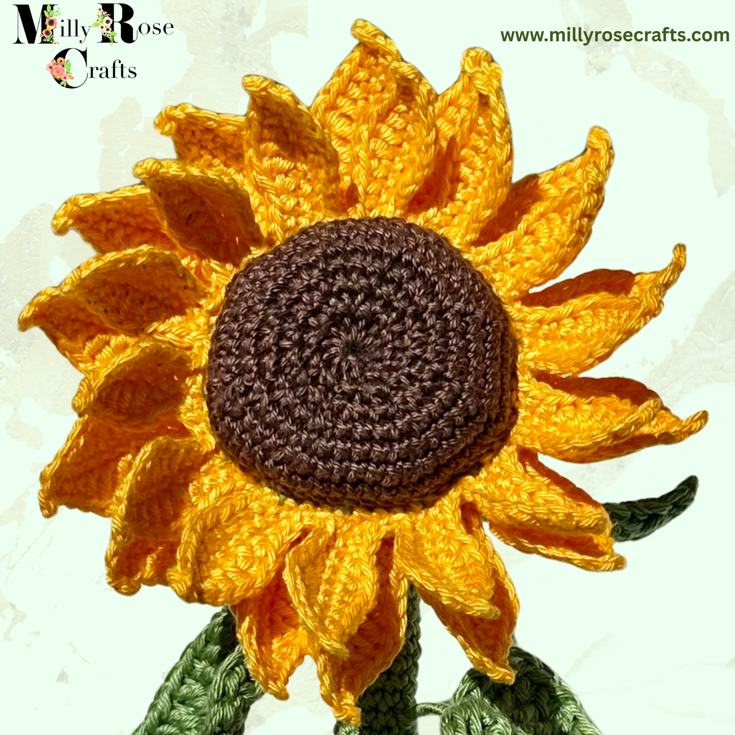 Artisan Hand-Crocheted Sunflower in Pot – Scheepjes Catona Cotton – Poseable Summer Decor