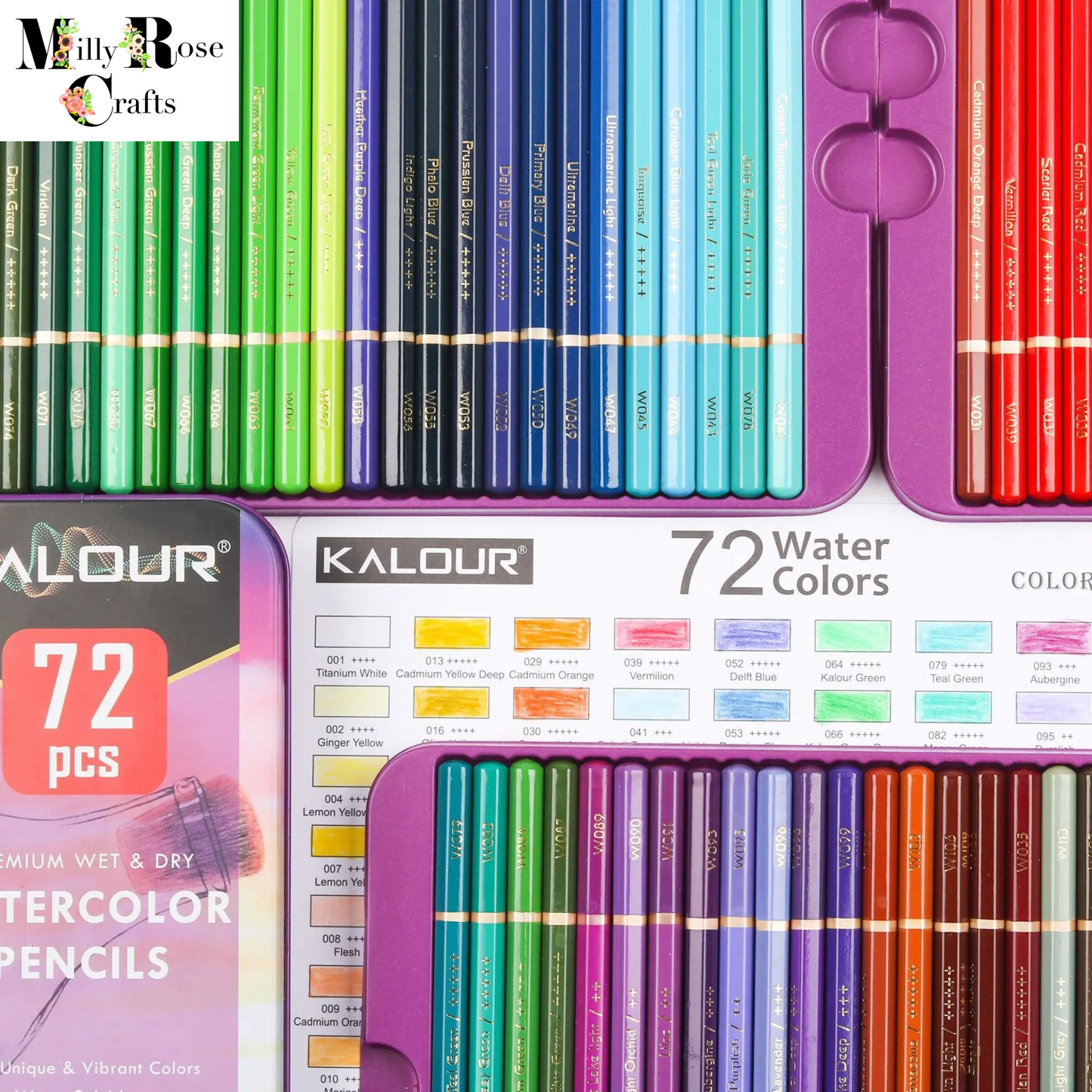 KALOUR 72 Water Colour Pencils Metal Tin Non Toxic Pigment Rich Professional Drawing Color Pencil For Artist Colouring Sketch Art Supplies