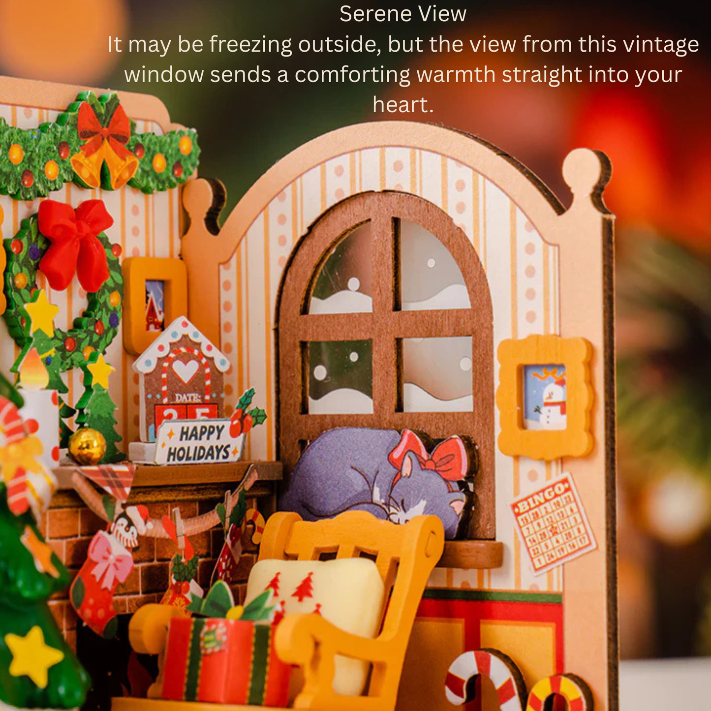 Rolife Christmas Fire Place 3d Mini House Robotime Building Craft Kits DIY Miniature House Kit Decoration for Adults Gift For Christmas