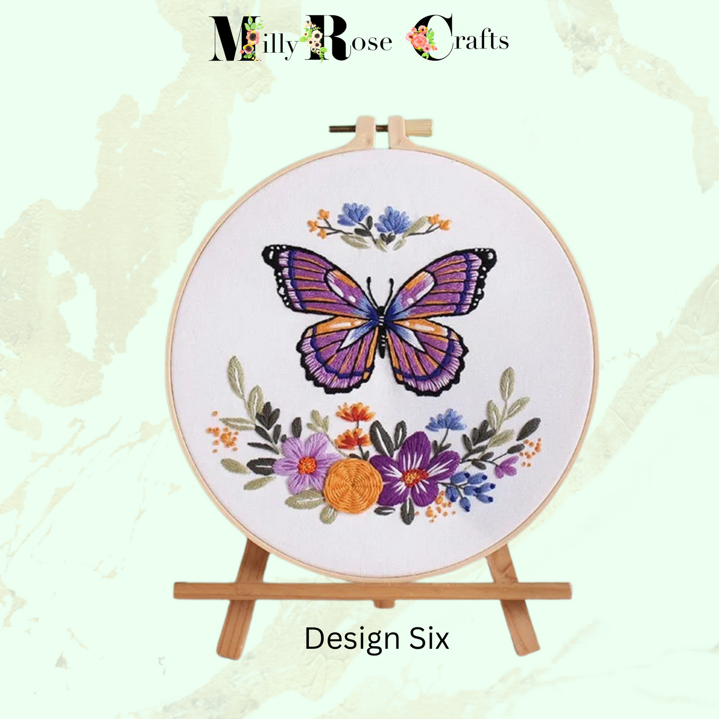 Butterfly Embroidery Kit Beginner Flower Embroidery Adult Stamped Cross Stitch Pattern, Simple Embroidery for Beginners Thread Painting Craft Gift