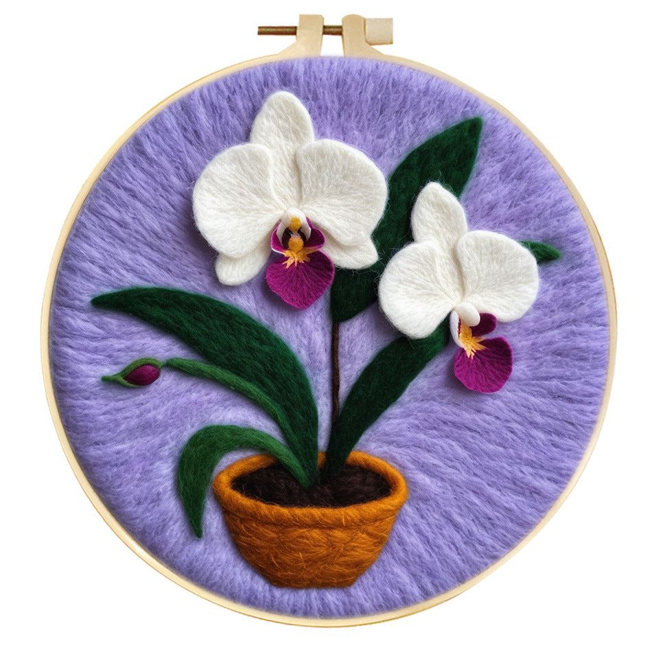 2d needle felting kit-wisteria wool painting-orchid-pansy felting kit