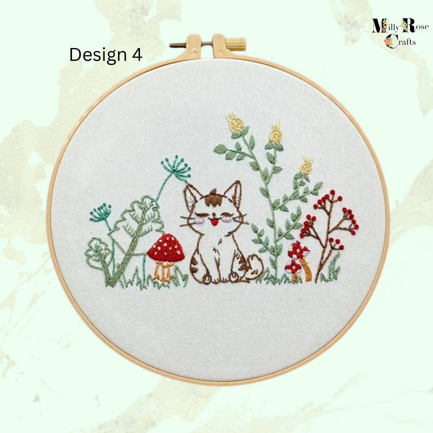 Cute Cat Embroidery Kit Beginner Embroidery Adult Stamped Cross Stitch Pattern, Simple Embroidery for Beginners