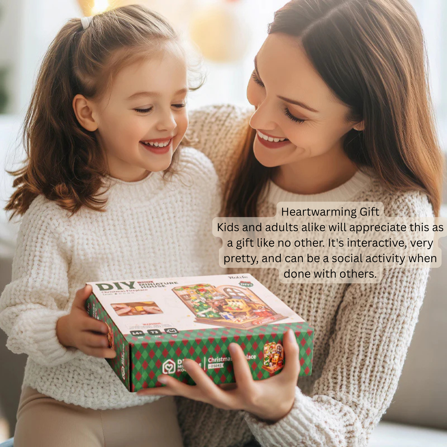 Rolife Christmas Fire Place 3d Mini House Robotime Building Craft Kits DIY Miniature House Kit Decoration for Adults Gift For Christmas