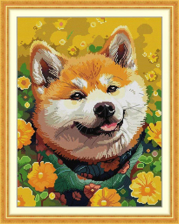 Akita Dog Cross Stitch Kit