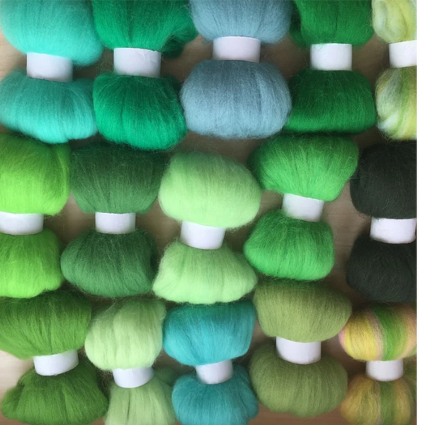 Green Tones 70s Australian Merino wool for needle felting