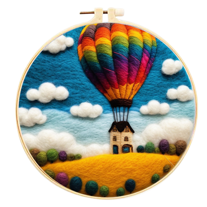 2d needle felting hot air balloon kit