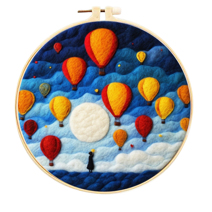 2d needle felting hot air balloon kit