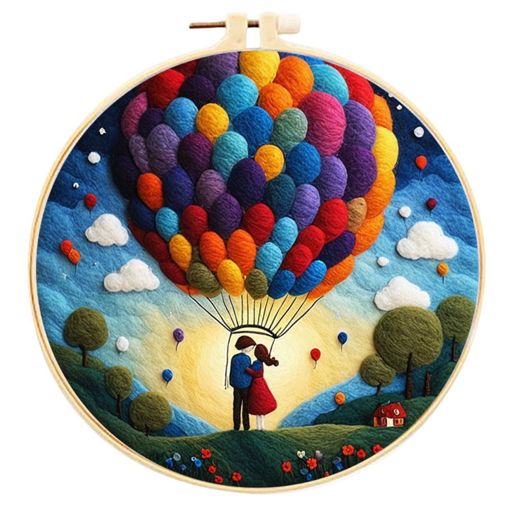 2d needle felting hot air balloon kit