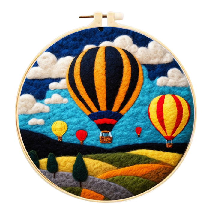 2d needle felting hot air balloon kit