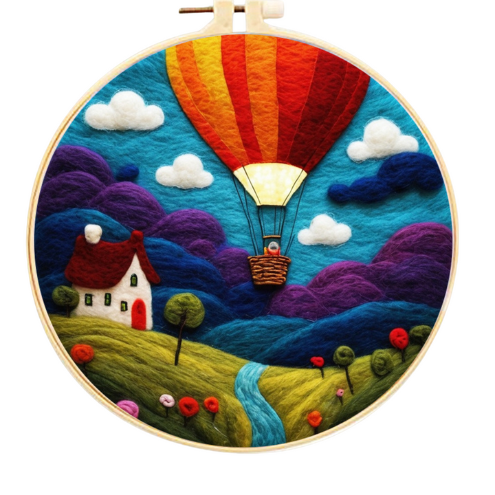 2d needle felting hot air balloon kit