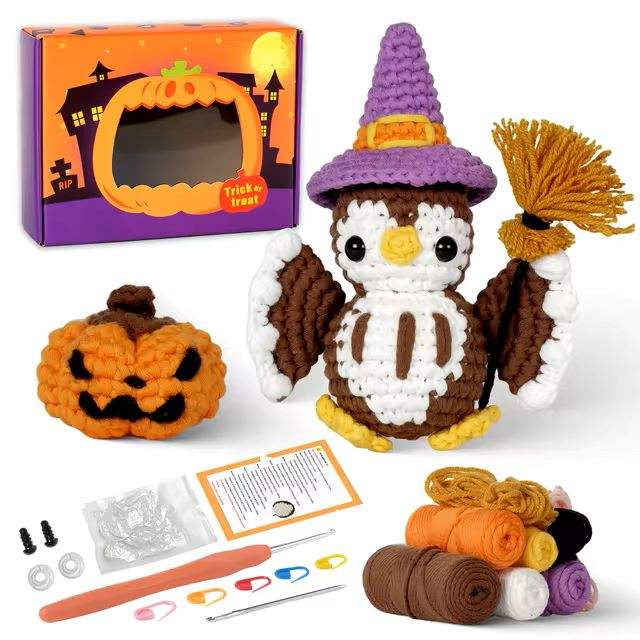 delightful halloween owl amigurumi crochet kit