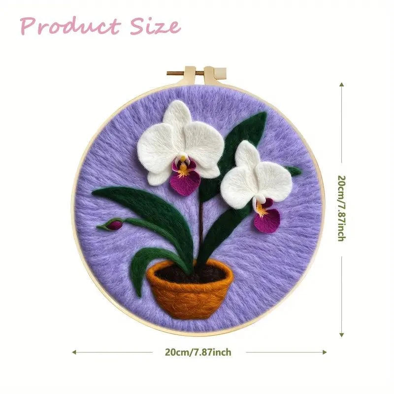 2d needle felting kit-wisteria wool painting-orchid-pansy felting kit