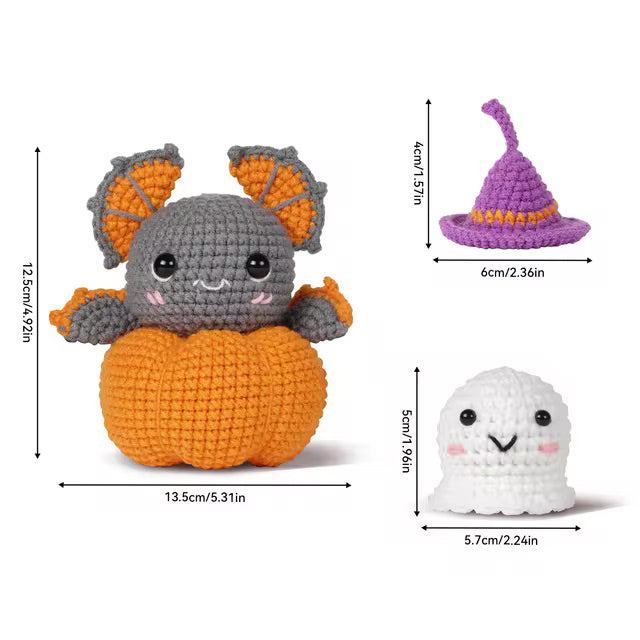 Halloween Bat In Pumpkin with Ghost Amigurumi Kit