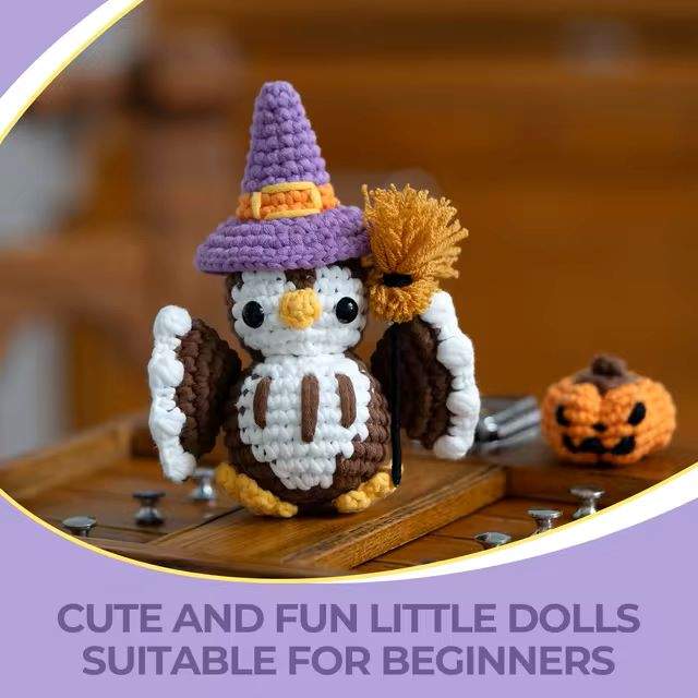 delightful halloween owl amigurumi crochet kit