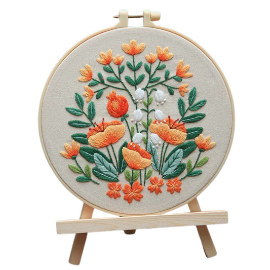 Vibrant Flower Embroidery Kits Adult Floral Embroidery Kit Beginner to Intermediate Embroidery Kit. Stamped Cross Stitch Embroidery kit Embroidery Kits