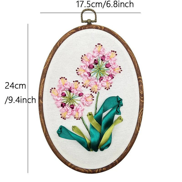 Silk Ribbon Embroidery Kits with Oval Frames