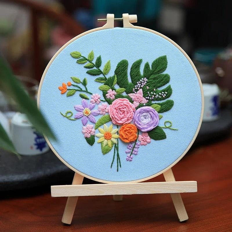 Vibrant Flower Embroidery Kits