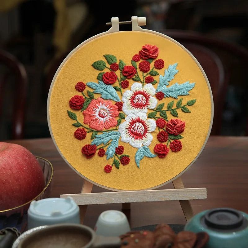 Vibrant Flower Embroidery Kits