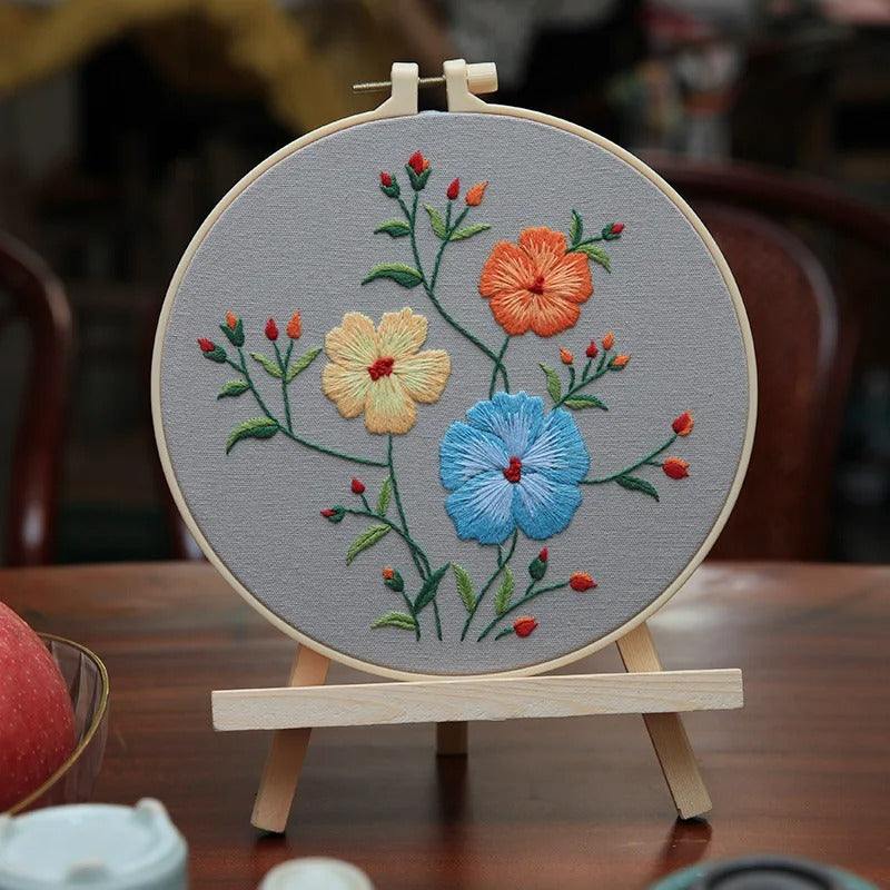 Vibrant Flower Embroidery Kits