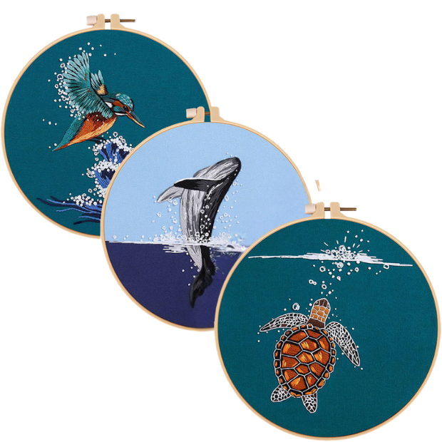 Kingfisher Whale Sea Turtle Swan Embroidery kits