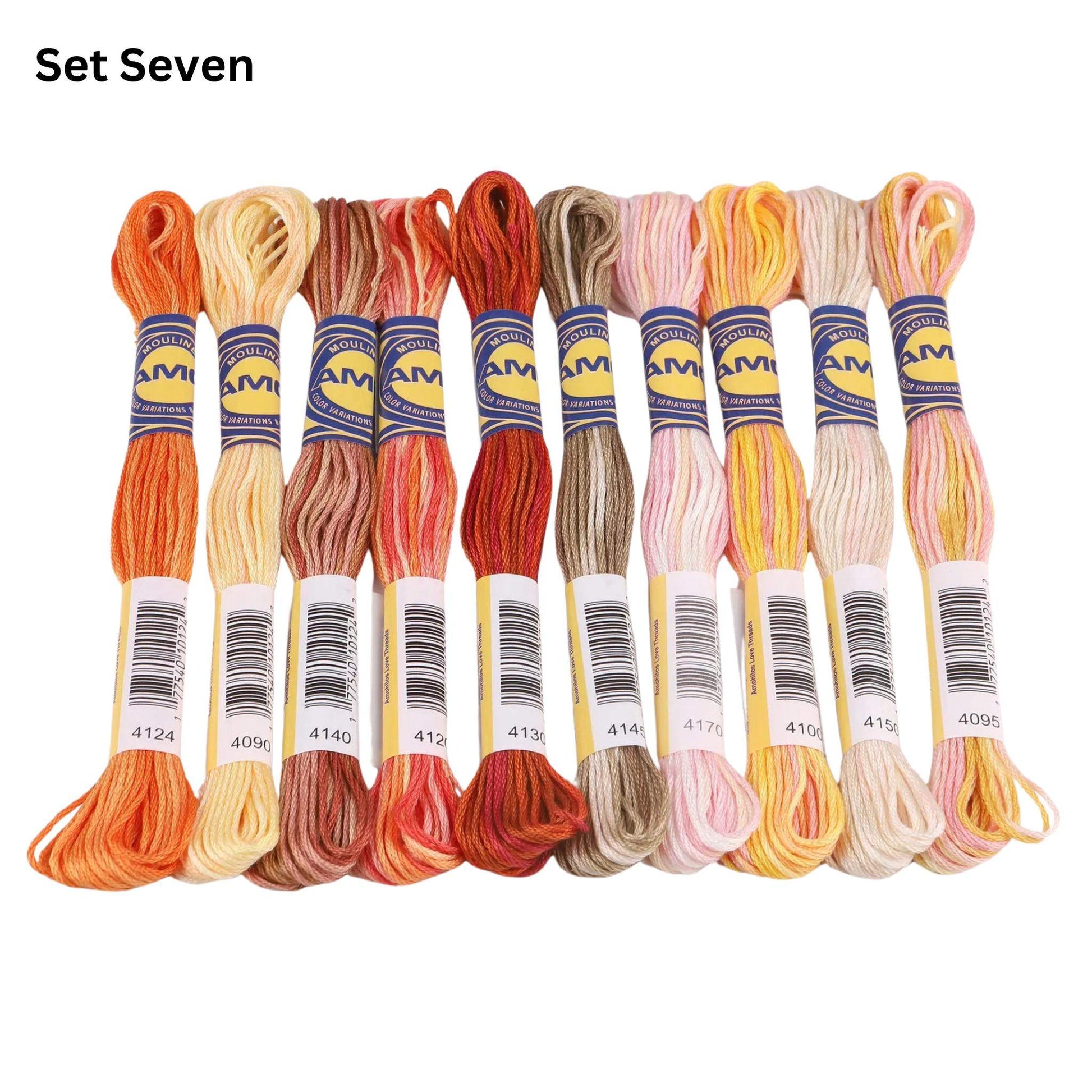 Variegated Thread 10 Piece Egyptian Cotton Embroidery Thread 10 Piece Egyptian Cotton Skeins Mercerized Floss 8 Meters DMC Mouline Variation Cross Stitch Thread Skeins