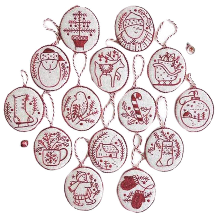 Jolly and Bright Kit Hand Embroidery Christmas Ornaments Kit Kits DIY  Letters Kit for Beginners Adults with Patterns, Beginner Embroidery Ki