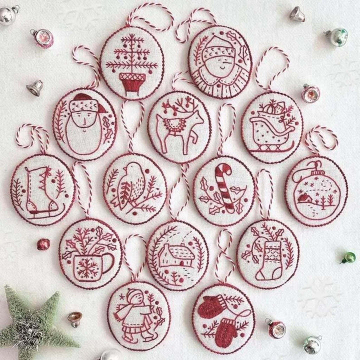 Jolly and Bright Kit Hand Embroidery Christmas Ornaments Kit Kits DIY  Letters Kit for Beginners Adults with Patterns, Beginner Embroidery Ki